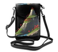 Small Cell Phone Purse 7.6x4.9in WHJSHOP Little red flowers on the cliff Printing Fashionable, Practical, Multifunctional Leather Crossbody Flap Phone Case for Women