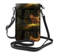 Small Cell Phone Purse 7.6x4.9in WHJSHOP Mysterious Nine-Tailed Fox Printing Fashionable, Practical, Multifunctional Leather Crossbody Flap Phone Case for Women