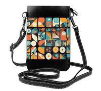 Small Cell Phone Purse 7.6x4.9in WHJSHOP Retro pattern fragments Printing Fashionable, Practical, Multifunctional Leather Crossbody Flap Phone Case for Women