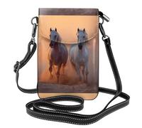 Small Cell Phone Purse 7.6x4.9in WHJSHOP The galloping horse in the desert Printing Fashionable, Practical, Multifunctional Leather Crossbody Flap Phone Case for Women