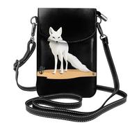 Small Cell Phone Purse 7.6x4.9in WHJSHOP White fox in the desert Printing Fashionable, Practical, Multifunctional Leather Crossbody Flap Phone Case for Women