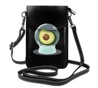 Small Cell Phone Purse 7.6x4.9in WHJSSF Avocado in a crystal ball Prints Fashionable, Practical, Multifunctional Leather Crossbody Flap Phone Case for Women