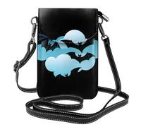 Small Cell Phone Purse 7.6x4.9in WHJSSF Bats on the clouds Prints Fashionable, Practical, Multifunctional Leather Crossbody Flap Phone Case for Women