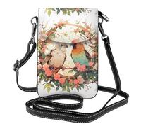 Small Cell Phone Purse 7.6x4.9in WHJSSF Birds in a garland Prints Fashionable, Practical, Multifunctional Leather Crossbody Flap Phone Case for Women