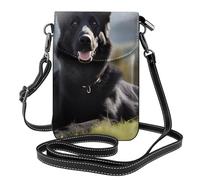 Small Cell Phone Purse 7.6x4.9in WHJSSF Black german shepherd dog Prints Fashionable, Practical, Multifunctional Leather Crossbody Flap Phone Case for Women