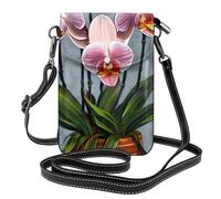 Small Cell Phone Purse 7.6x4.9in WHJSSF Blooming Orchids Prints Fashionable, Practical, Multifunctional Leather Crossbody Flap Phone Case for Women