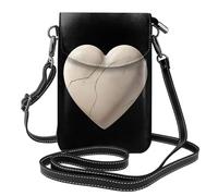 Small Cell Phone Purse 7.6x4.9in WHJSSF Broken heart shaped stone Prints Fashionable, Practical, Multifunctional Leather Crossbody Flap Phone Case for Women
