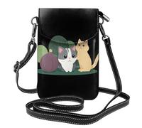 Small Cell Phone Purse 7.6x4.9in WHJSSF Cute cat and fig Prints Fashionable, Practical, Multifunctional Leather Crossbody Flap Phone Case for Women