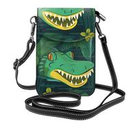 Small Cell Phone Purse 7.6x4.9in WHJSSF gator lurking green Prints Fashionable, Practical, Multifunctional Leather Crossbody Flap Phone Case for Women