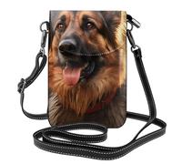 Small Cell Phone Purse 7.6x4.9in WHJSSF German shepherd dog Prints Fashionable, Practical, Multifunctional Leather Crossbody Flap Phone Case for Women