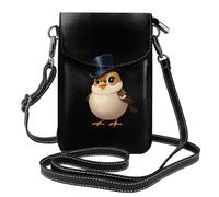 Small Cell Phone Purse 7.6x4.9in WHJSSF Little sparrow wearing a top hat Prints Fashionable, Practical, Multifunctional Leather Crossbody Flap Phone Case for Women