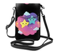 Small Cell Phone Purse 7.6x4.9in WHJSSF Little star on the colorful cloud Prints Fashionable, Practical, Multifunctional Leather Crossbody Flap Phone Case for Women