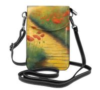 Small Cell Phone Purse 7.6x4.9in WHJSSF Poppies Field Yellow Brick Road Prints Fashionable, Practical, Multifunctional Leather Crossbody Flap Phone Case for Women