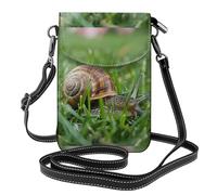 Small Cell Phone Purse 7.6x4.9in WHJSSF Snail crawling on the grass Prints Fashionable, Practical, Multifunctional Leather Crossbody Flap Phone Case for Women