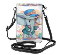 Small Cell Phone Purse 7.6x4.9in WHJSSF The little elephant on the adventure Prints Fashionable, Practical, Multifunctional Leather Crossbody Flap Phone Case for Women