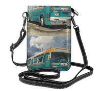 Small Cell Phone Purse 7.6x4.9in YYHHAOFA Buses on the side of the road Picture Fashionable, Practical, Multifunctional Leather Crossbody Flap Phone Case for Women