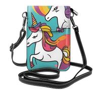 Small Cell Phone Purse 7.6x4.9in YYHHAOFA Colorful unicorns Picture Fashionable, Practical, Multifunctional Leather Crossbody Flap Phone Case for Women