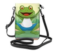 Small Cell Phone Purse 7.6x4.9in YYHHAOFA Cute Funny Frog Doing Yoga Picture Fashionable, Practical, Multifunctional Leather Crossbody Flap Phone Case for Women