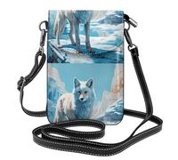 Small Cell Phone Purse 7.6x4.9in YYHHAOFA Glacier Blue Fox Track Picture Fashionable, Practical, Multifunctional Leather Crossbody Flap Phone Case for Women