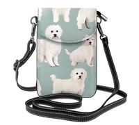 Small Cell Phone Purse 7.6x4.9in YYHHAOFA Little White Dogs Pattern Picture Fashionable, Practical, Multifunctional Leather Crossbody Flap Phone Case for Women