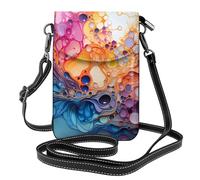 Small Cell Phone Purse 7.6x4.9in YYHHAOFA multicolored marbling Picture Fashionable, Practical, Multifunctional Leather Crossbody Flap Phone Case for Women