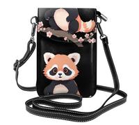 Small Cell Phone Purse 7.6x4.9in YYHHAOFA Peach Blossom Red Panda Picture Fashionable, Practical, Multifunctional Leather Crossbody Flap Phone Case for Women