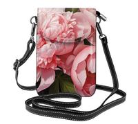 Small Cell Phone Purse 7.6x4.9in YYHHAOFA peony flowers blossom Picture Fashionable, Practical, Multifunctional Leather Crossbody Flap Phone Case for Women