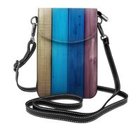 Small Cell Phone Purse 7.6x4.9in YYHHAOFA Rainbow Colored Wood Background Picture Fashionable, Practical, Multifunctional Leather Crossbody Flap Phone Case for Women