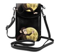 Small Cell Phone Purse 7.6x4.9in YYHHAOFA The Monkey Who Stole the Moon Picture Fashionable, Practical, Multifunctional Leather Crossbody Flap Phone Case for Women