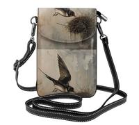 Small Cell Phone Purse 7.6x4.9in YYHHAOFA The nia of the nest Picture Fashionable, Practical, Multifunctional Leather Crossbody Flap Phone Case for Women
