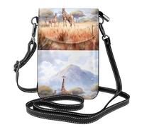 Small Cell Phone Purse 7.6x4.9in YYHWHJDE African Savanna Giraffe Pattern Fashionable, Practical, Multifunctional Leather Crossbody Flap Phone Case for Women