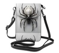 Small Cell Phone Purse 7.6x4.9in YYHWHJDE Black And White Bamboo Spider Pattern Fashionable, Practical, Multifunctional Leather Crossbody Flap Phone Case for Women