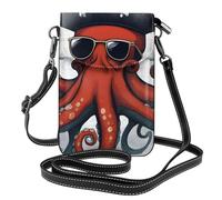 Small Cell Phone Purse 7.6x4.9in YYHWHJDE Cartoon Sailing Pirate Octopus Pattern Fashionable, Practical, Multifunctional Leather Crossbody Flap Phone Case for Women