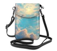 Small Cell Phone Purse 7.6x4.9in YYHWHJDE Cloudy Sky Pattern Fashionable, Practical, Multifunctional Leather Crossbody Flap Phone Case for Women