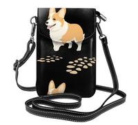 Small Cell Phone Purse 7.6x4.9in YYHWHJDE Corgi Stepping On Footprints Pattern Fashionable, Practical, Multifunctional Leather Crossbody Flap Phone Case for Women