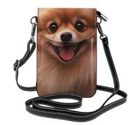Small Cell Phone Purse 7.6x4.9in YYHWHJDE cute pomeranian Pattern Fashionable, Practical, Multifunctional Leather Crossbody Flap Phone Case for Women