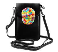 Small Cell Phone Purse 7.6x4.9in YYHWHJDE Delicious Jelly Beans Pattern Fashionable, Practical, Multifunctional Leather Crossbody Flap Phone Case for Women
