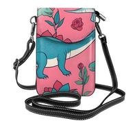 Small Cell Phone Purse 7.6x4.9in YYHWHJDE Dinosaurs Roses Pattern Fashionable, Practical, Multifunctional Leather Crossbody Flap Phone Case for Women