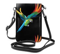 Small Cell Phone Purse 7.6x4.9in YYHWHJDE Flying Colorful Parrot Pattern Fashionable, Practical, Multifunctional Leather Crossbody Flap Phone Case for Women