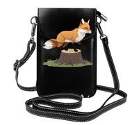 Small Cell Phone Purse 7.6x4.9in YYHWHJDE Fox Jumping On A Tree Stump Pattern Fashionable, Practical, Multifunctional Leather Crossbody Flap Phone Case for Women