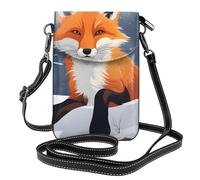 Small Cell Phone Purse 7.6x4.9in YYHWHJDE fox snow Pattern Fashionable, Practical, Multifunctional Leather Crossbody Flap Phone Case for Women