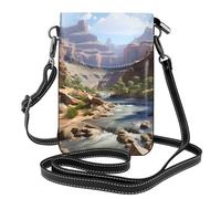 Small Cell Phone Purse 7.6x4.9in YYHWHJDE Grand Canyon Pattern Fashionable, Practical, Multifunctional Leather Crossbody Flap Phone Case for Women