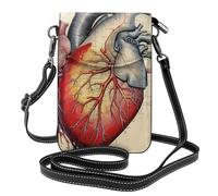 Small Cell Phone Purse 7.6x4.9in YYHWHJDE human anatomy heart chart Pattern Fashionable, Practical, Multifunctional Leather Crossbody Flap Phone Case for Women