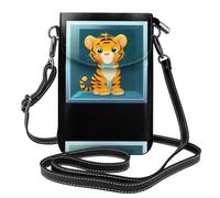 Small Cell Phone Purse 7.6x4.9in YYHWHJDE Little Tiger In Square Glass Pattern Fashionable, Practical, Multifunctional Leather Crossbody Flap Phone Case for Women