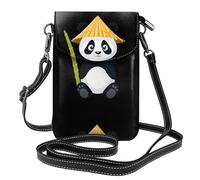 Small Cell Phone Purse 7.6x4.9in YYHWHJDE Panda Wearing Bamboo Hat Pattern Fashionable, Practical, Multifunctional Leather Crossbody Flap Phone Case for Women
