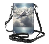 Small Cell Phone Purse 7.6x4.9in YYHWHJDE Paper Airplane In The Clouds Pattern Fashionable, Practical, Multifunctional Leather Crossbody Flap Phone Case for Women
