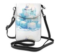 Small Cell Phone Purse 7.6x4.9in YYHWHJDE Polar Bear On Ice Pattern Fashionable, Practical, Multifunctional Leather Crossbody Flap Phone Case for Women