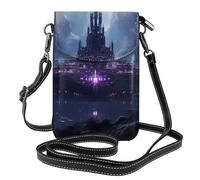 Small Cell Phone Purse 7.6x4.9in YYHWHJDE Spaceship In The Valley Pattern Fashionable, Practical, Multifunctional Leather Crossbody Flap Phone Case for Women