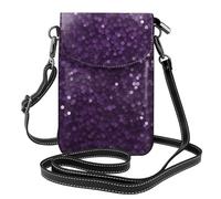 Small Cell Phone Purse 7.6x4.9in YYHWHJDE Sparkling Purple Glitter Pattern Fashionable, Practical, Multifunctional Leather Crossbody Flap Phone Case for Women