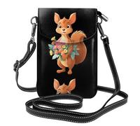 Small Cell Phone Purse 7.6x4.9in YYHWHJDE Squirrel holding a big bouquet of flowers Pattern Fashionable, Practical, Multifunctional Leather Crossbody Flap Phone Case for Women